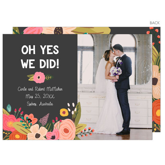 Charcoal We Did It Photo Wedding Announcements